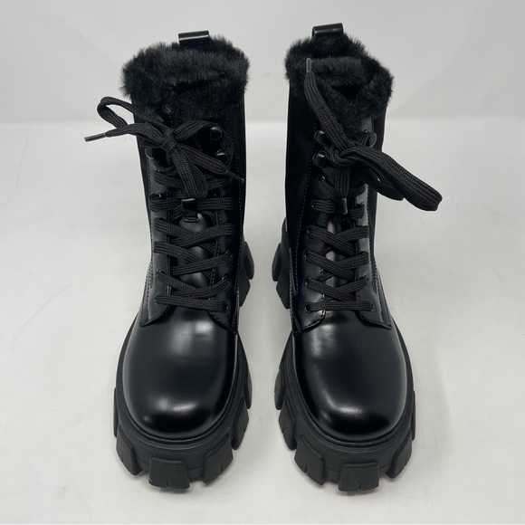 New Marc Fisher Happier Faux Fur Lug Sole Combat Boots - Sz 5.5 - Picture 8 of 13